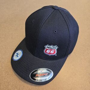 Phillips 66 Logo Black Flexfit Fitted Hat Cap Yupoong Gas Oil Fuel - NWOT
